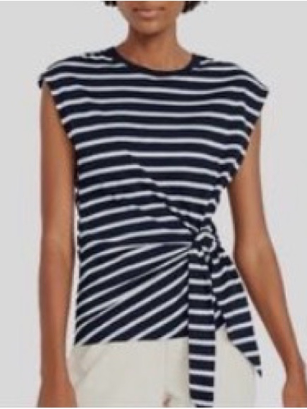 Old Navy Navy and White Striped Tie-Side Top